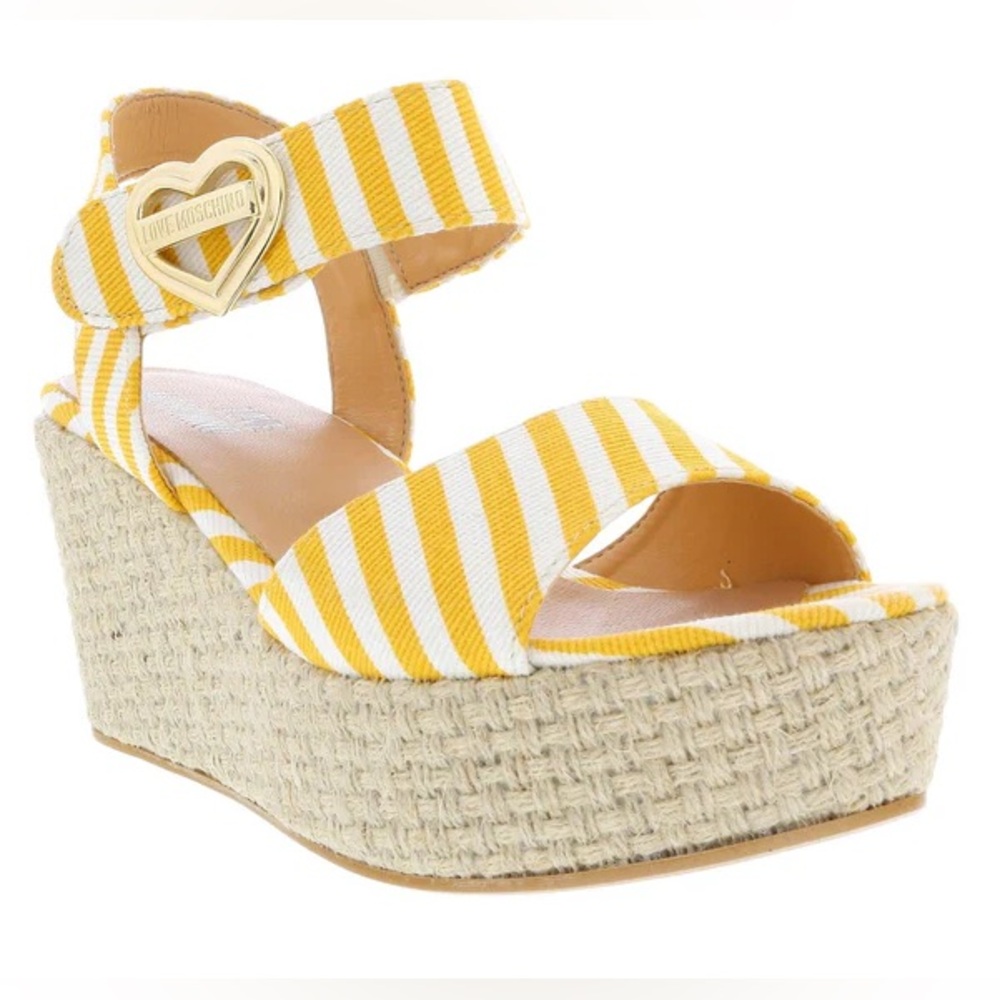 Love Moschino Striped Wedge Heel Sandal